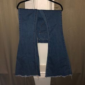 Denim Bell bottoms with Frayed Ends F21